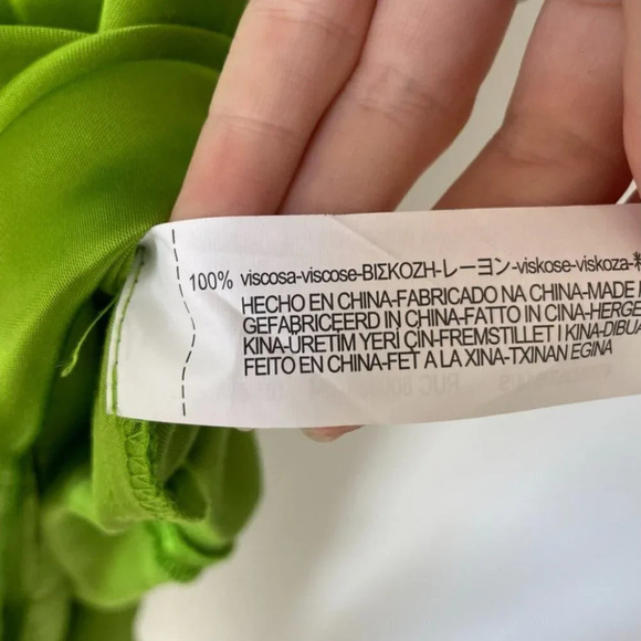 Zara Silky Satin Effect Surplus Midi Dress  Bright Green Blogger Fav Sz Small - Picture 12 of 12